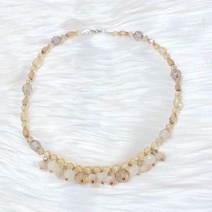 💎Peach,Cream,Gray ,Brown And White Bead Necklace